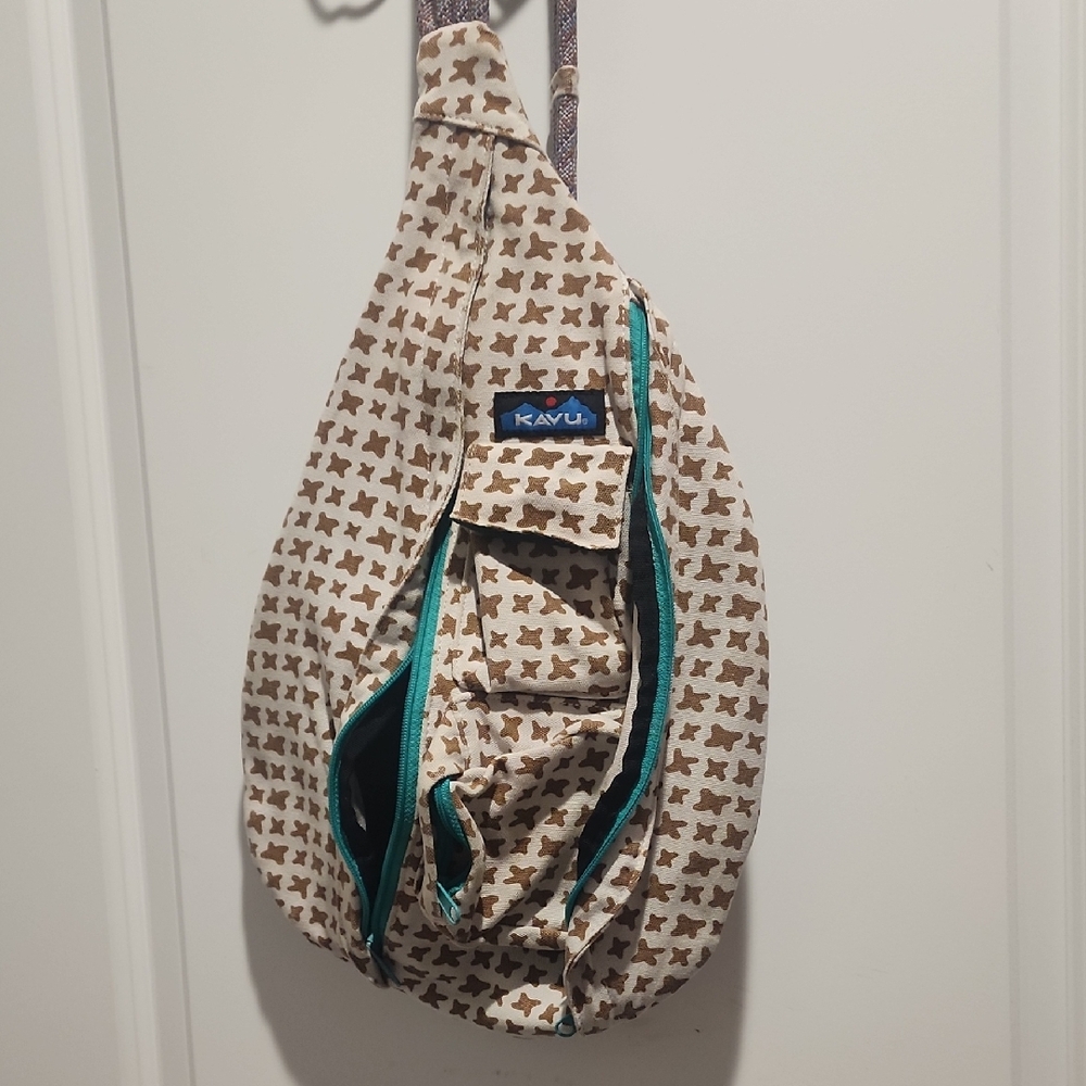 Kavu Crossbody Bag with Brown and Cream Pattern